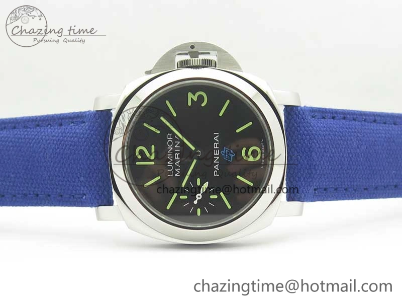 PAM777 Luminor Base Blue Logo 3 Days Acciaio XF 1:1 Best Edition Black Dial on Blue Nylon Strap A6497