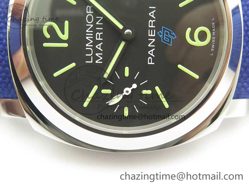 PAM777 Luminor Base Blue Logo 3 Days Acciaio XF 1:1 Best Edition Black Dial on Blue Nylon Strap A6497