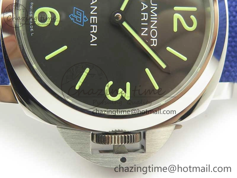 PAM777 Luminor Base Blue Logo 3 Days Acciaio XF 1:1 Best Edition Black Dial on Blue Nylon Strap A6497