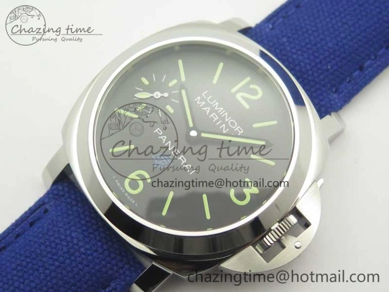 PAM777 Luminor Base Blue Logo 3 Days Acciaio XF 1:1 Best Edition Black Dial on Blue Nylon Strap A6497