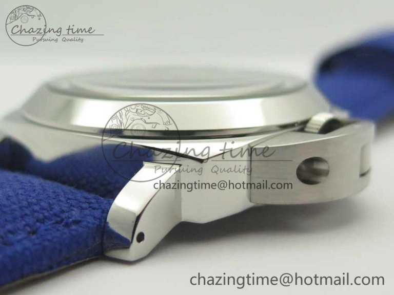 PAM777 Luminor Base Blue Logo 3 Days Acciaio XF 1:1 Best Edition Black Dial on Blue Nylon Strap A6497