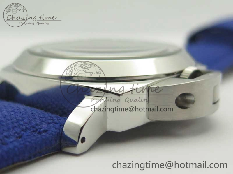PAM777 Luminor Base Blue Logo 3 Days Acciaio XF 1:1 Best Edition Black Dial on Blue Nylon Strap A6497