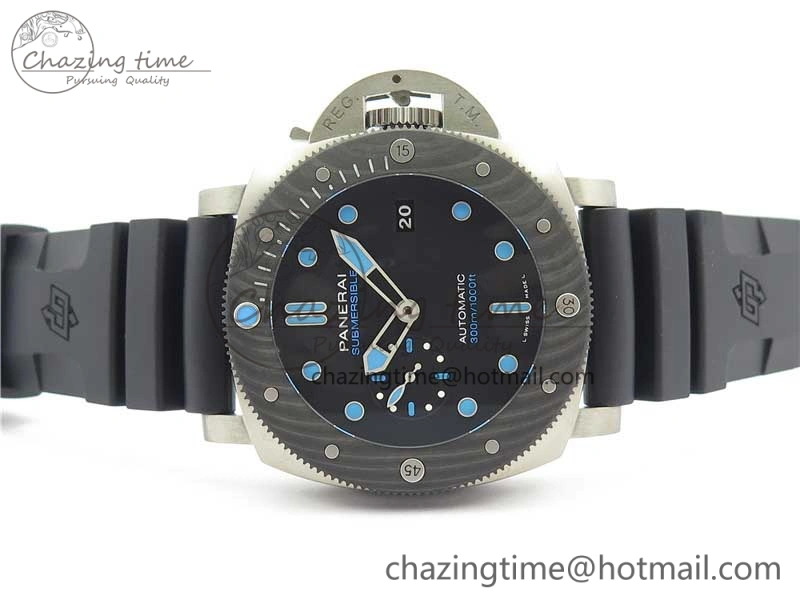 PAM799 Titanium VSF Best Edition Carbotech Bezel Black Dial on Rubber Strap P.9010 Clone