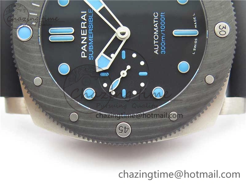 PAM799 Titanium VSF Best Edition Carbotech Bezel Black Dial on Rubber Strap P.9010 Clone