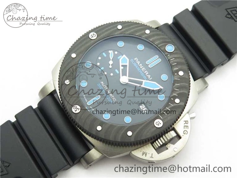 PAM799 Titanium VSF Best Edition Carbotech Bezel Black Dial on Rubber Strap P.9010 Clone
