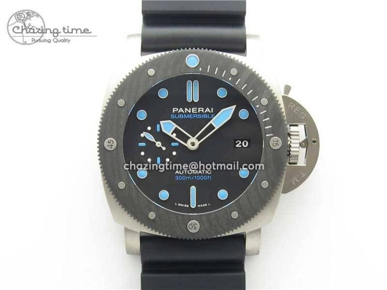 PAM799 Titanium VSF Best Edition Carbotech Bezel Black Dial on Rubber Strap P.9010 Clone