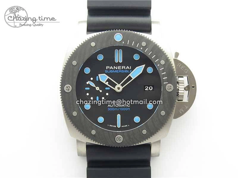 PAM799 Titanium VSF Best Edition Carbotech Bezel Black Dial on Rubber Strap P.9010 Clone