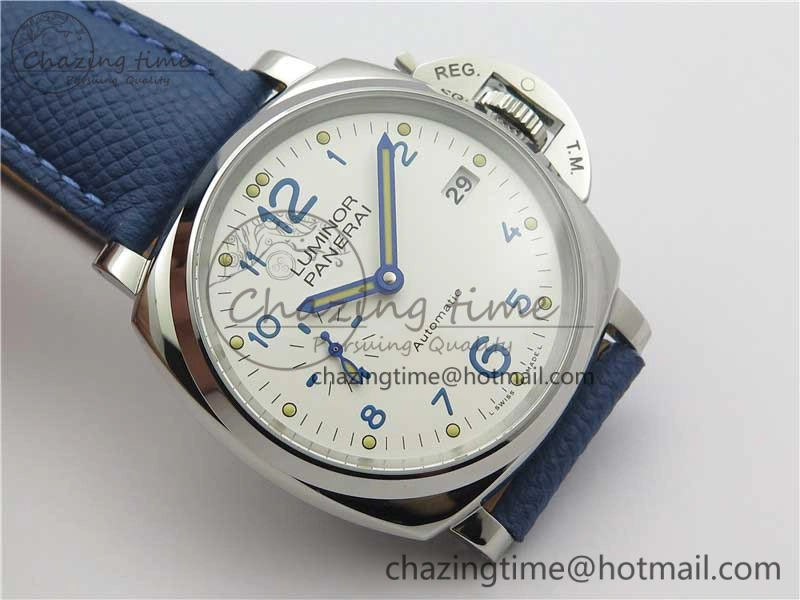 PAM906 Luminor Due VSF Best Edition White Dial on Blue Leather Strap AXXXIV