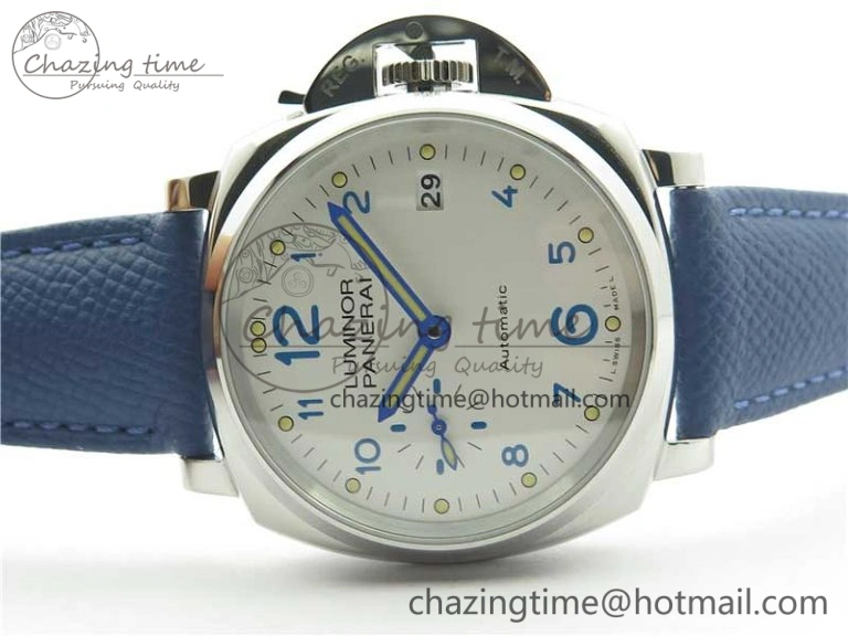 PAM906 Luminor Due VSF Best Edition White Dial on Blue Leather Strap AXXXIV