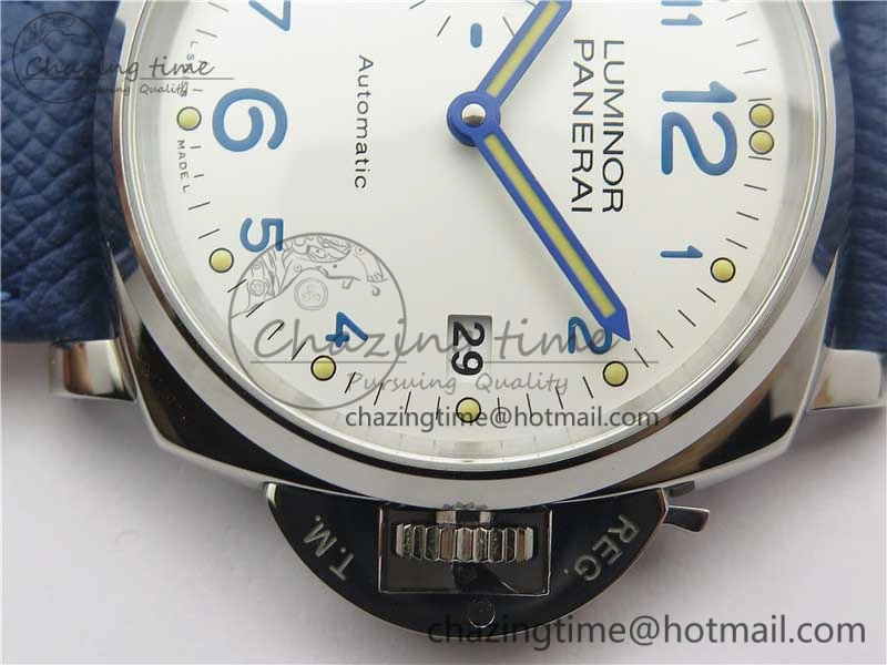 PAM906 Luminor Due VSF Best Edition White Dial on Blue Leather Strap AXXXIV