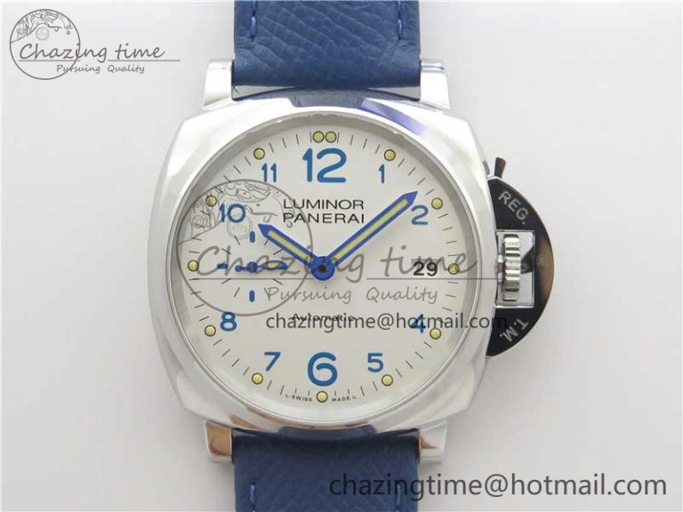PAM906 Luminor Due VSF Best Edition White Dial on Blue Leather Strap AXXXIV