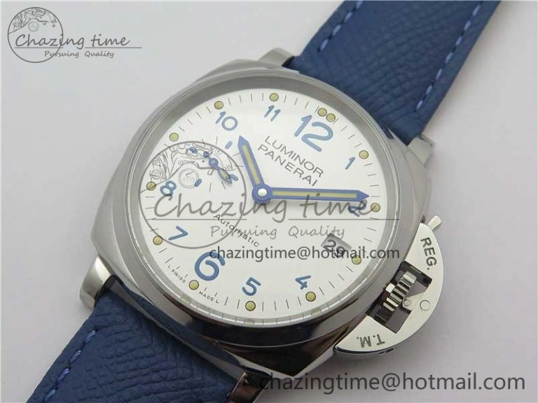 PAM906 Luminor Due VSF Best Edition White Dial on Blue Leather Strap AXXXIV