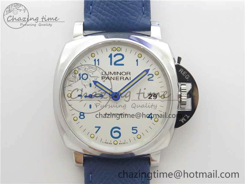 PAM906 Luminor Due VSF Best Edition White Dial on Blue Leather Strap AXXXIV