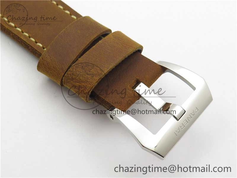 PAM911 T “Last One For Paneristi” Noob 1:1 Best Edition on Brown Leather Strap A6497 with Y-Incabloc V12