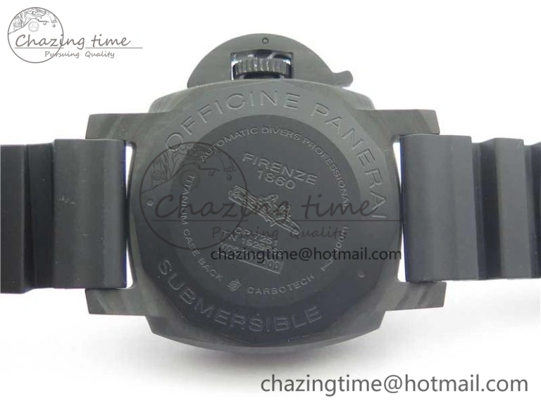 PAM960 Carbotech 42mm VSF Best Edition Black Dial Blue Markers on Rubber Strap P.9010 Clone