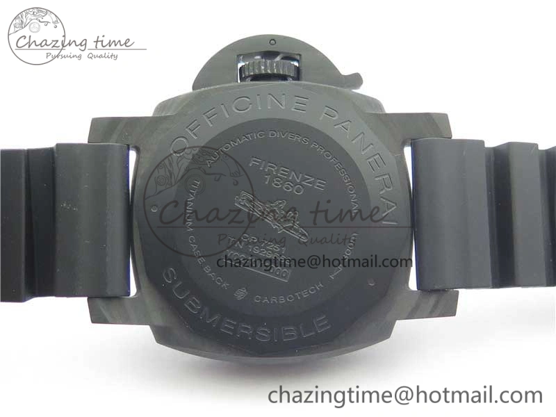PAM960 Carbotech 42mm VSF Best Edition Black Dial Blue Markers on Rubber Strap P.9010 Clone