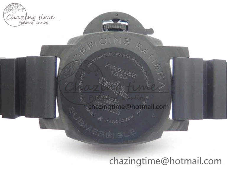 PAM960 Carbotech 42mm VSF Best Edition Black Dial Blue Markers on Rubber Strap P.9010 Clone