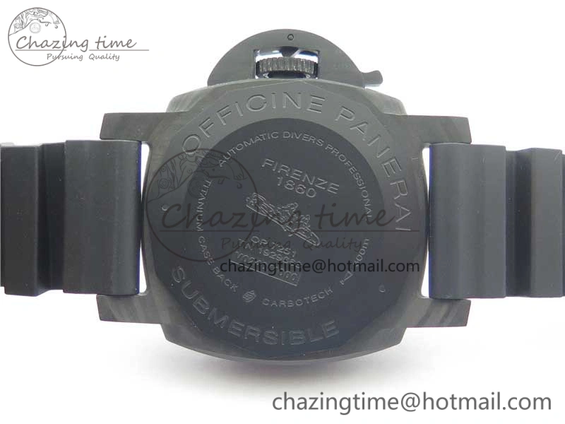 PAM960 Carbotech 42mm VSF Best Edition Black Dial Blue Markers on Rubber Strap P.9010 Clone