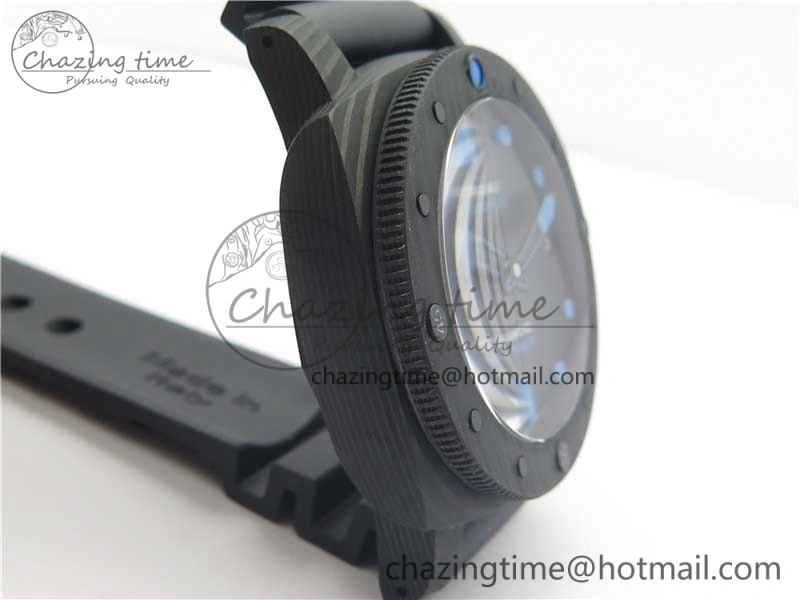 PAM960 Carbotech 42mm VSF Best Edition Black Dial Blue Markers on Rubber Strap P.9010 Clone