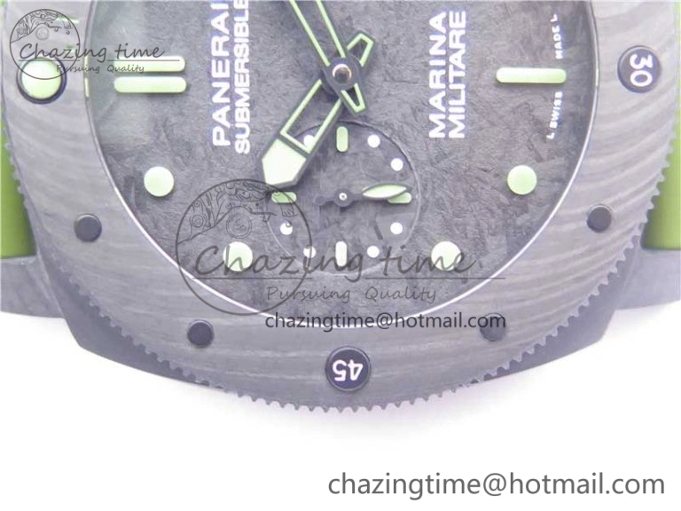 PAM961 Carbotech VSF Best Edition Carbon Dial on Green Rubber Strap P.9010 Clone