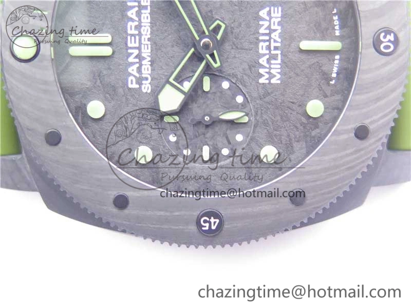 PAM961 Carbotech VSF Best Edition Carbon Dial on Green Rubber Strap P.9010 Clone