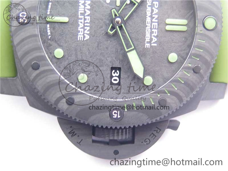 PAM961 Carbotech VSF Best Edition Carbon Dial on Green Rubber Strap P.9010 Clone
