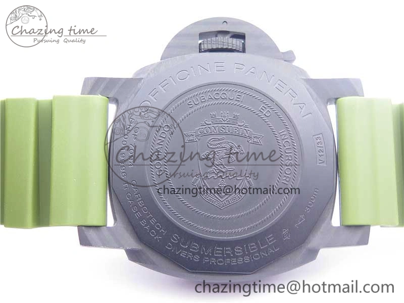 PAM961 Carbotech VSF Best Edition Carbon Dial on Green Rubber Strap P.9010 Clone