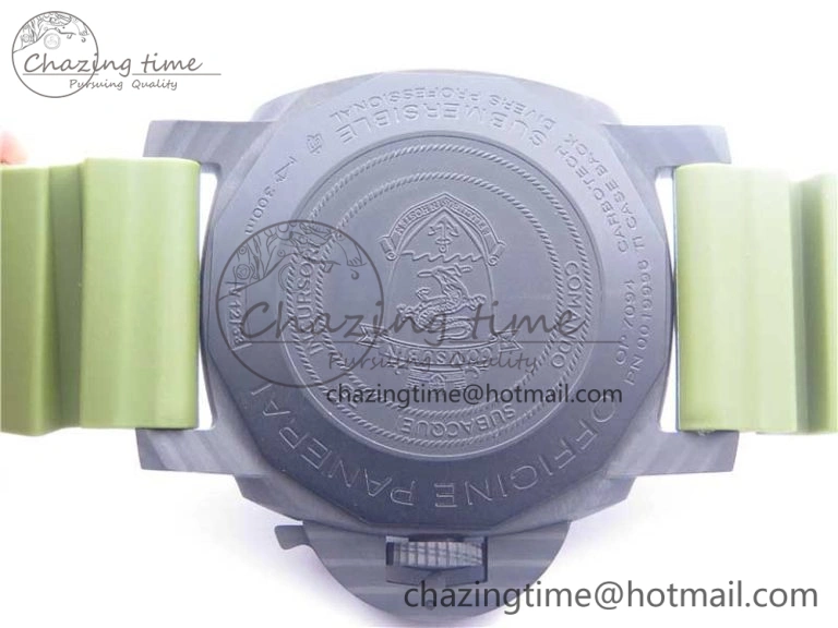 PAM961 Carbotech VSF Best Edition Carbon Dial on Green Rubber Strap P.9010 Clone