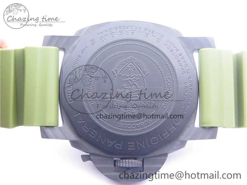 PAM961 Carbotech VSF Best Edition Carbon Dial on Green Rubber Strap P.9010 Clone