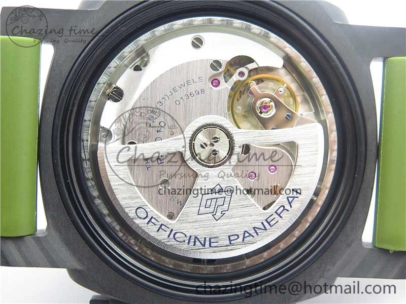 PAM961 Carbotech VSF Best Edition Carbon Dial on Green Rubber Strap P.9010 Clone