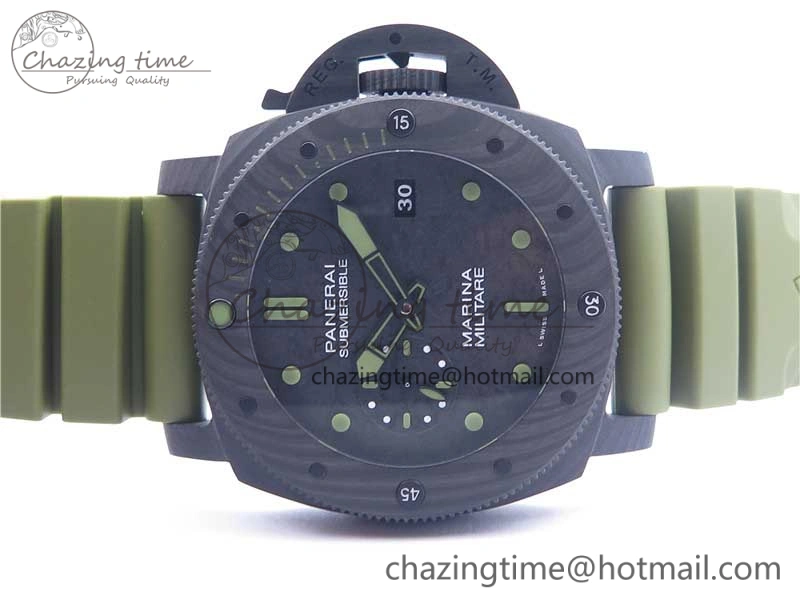 PAM961 Carbotech VSF Best Edition Carbon Dial on Green Rubber Strap P.9010 Clone