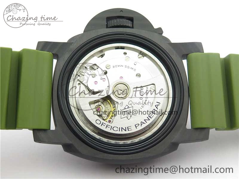 PAM961 Carbotech VSF Best Edition Carbon Dial on Green Rubber Strap P.9010 Clone