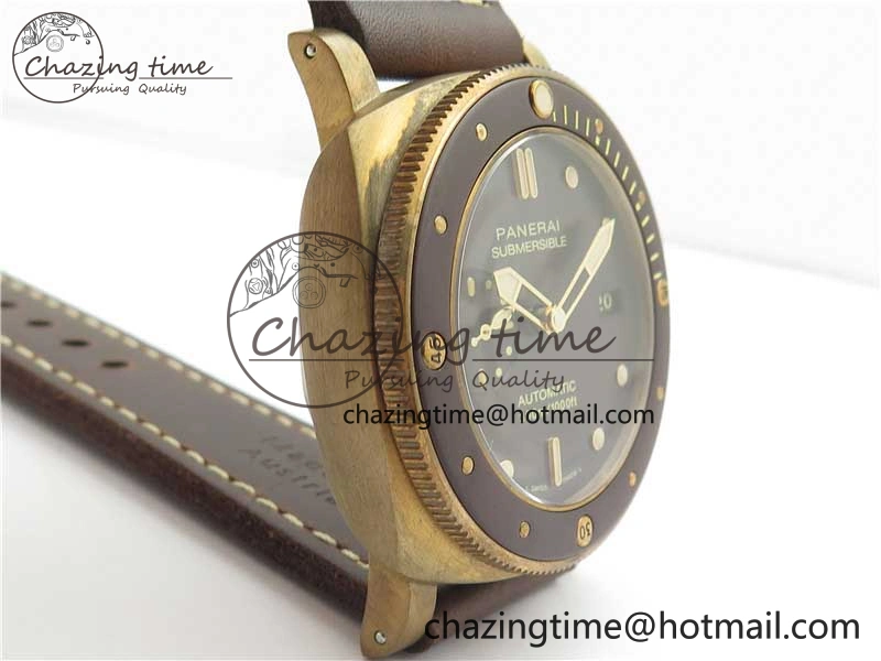 PAM968 V Bronzo ZF 1:1 Best Edition Brown Ceramic Bezel and Dial on Brown Strap P.9010 Clone