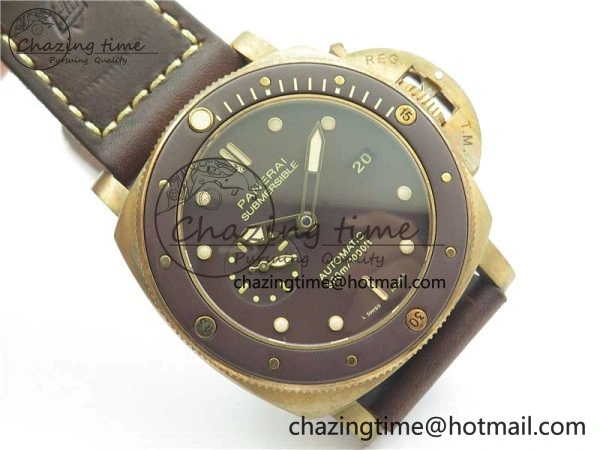 PAM968 V Bronzo ZF 1:1 Best Edition Brown Ceramic Bezel and Dial on Brown Strap P.9010 Clone