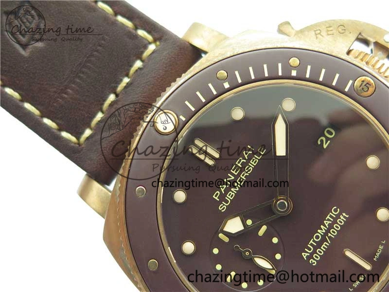 PAM968 V Bronzo ZF 1:1 Best Edition Brown Ceramic Bezel and Dial on Brown Strap P.9010 Clone