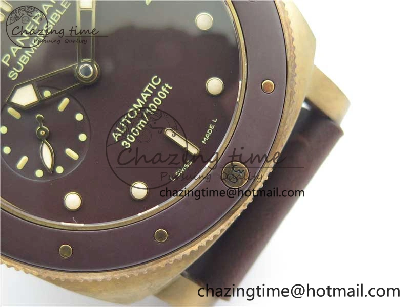 PAM968 V Bronzo ZF 1:1 Best Edition Brown Ceramic Bezel and Dial on Brown Strap P.9010 Clone