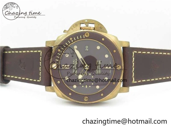 PAM968 V Bronzo ZF 1:1 Best Edition Brown Ceramic Bezel and Dial on Brown Strap P.9010 Clone