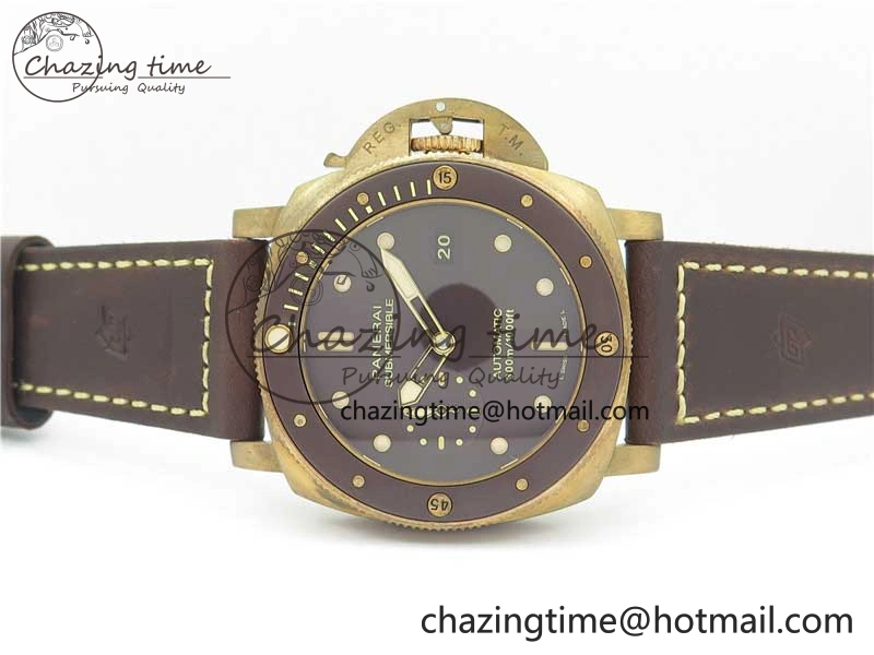 PAM968 V Bronzo ZF 1:1 Best Edition Brown Ceramic Bezel and Dial on Brown Strap P.9010 Clone