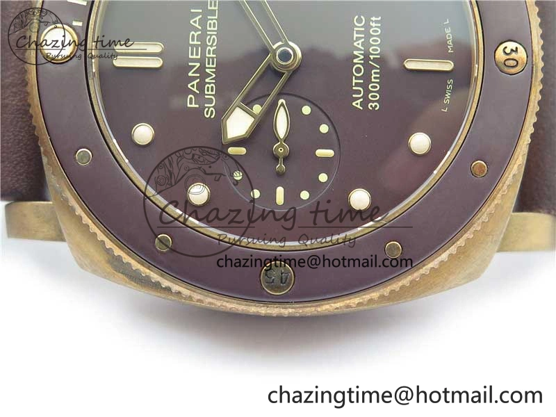 PAM968 V Bronzo ZF 1:1 Best Edition Brown Ceramic Bezel and Dial on Brown Strap P.9010 Clone