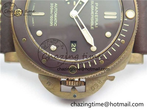 PAM968 V Bronzo ZF 1:1 Best Edition Brown Ceramic Bezel and Dial on Brown Strap P.9010 Clone