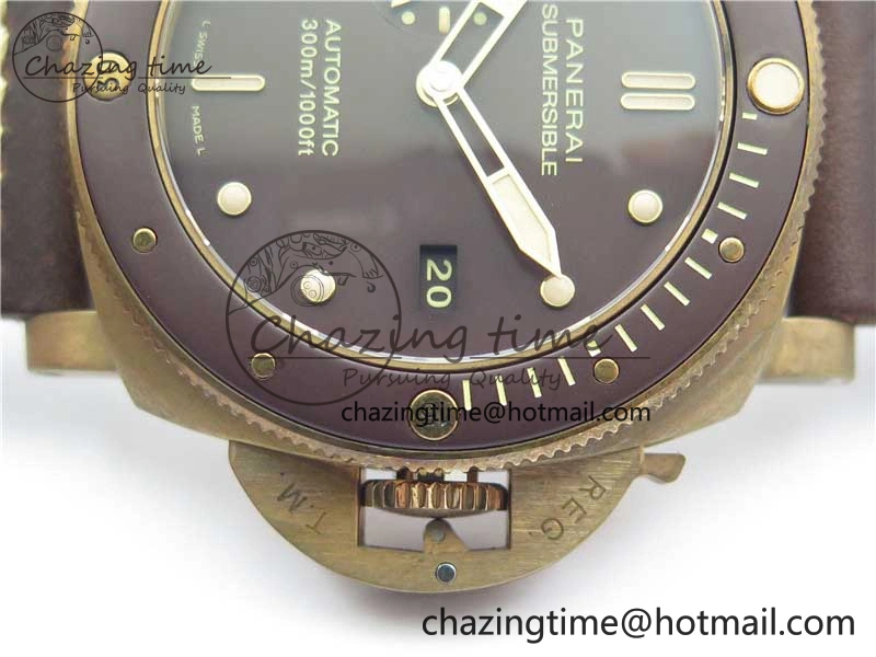 PAM968 V Bronzo ZF 1:1 Best Edition Brown Ceramic Bezel and Dial on Brown Strap P.9010 Clone