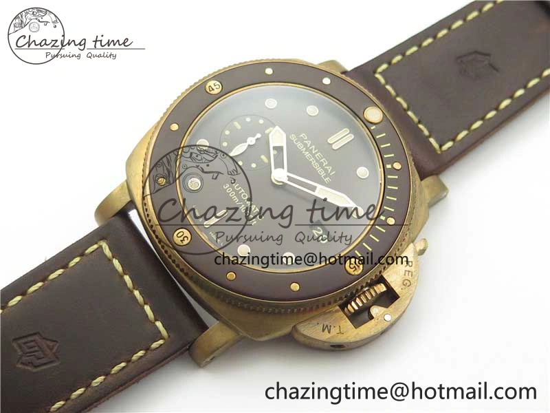 PAM968 V Bronzo ZF 1:1 Best Edition Brown Ceramic Bezel and Dial on Brown Strap P.9010 Clone