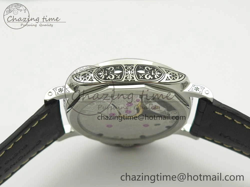 PAM972 Luminor 1950 Firenze 3 Days Engraved Case & Movement V9F Best Edition on Black Leather Strap P.3000 Super Clone