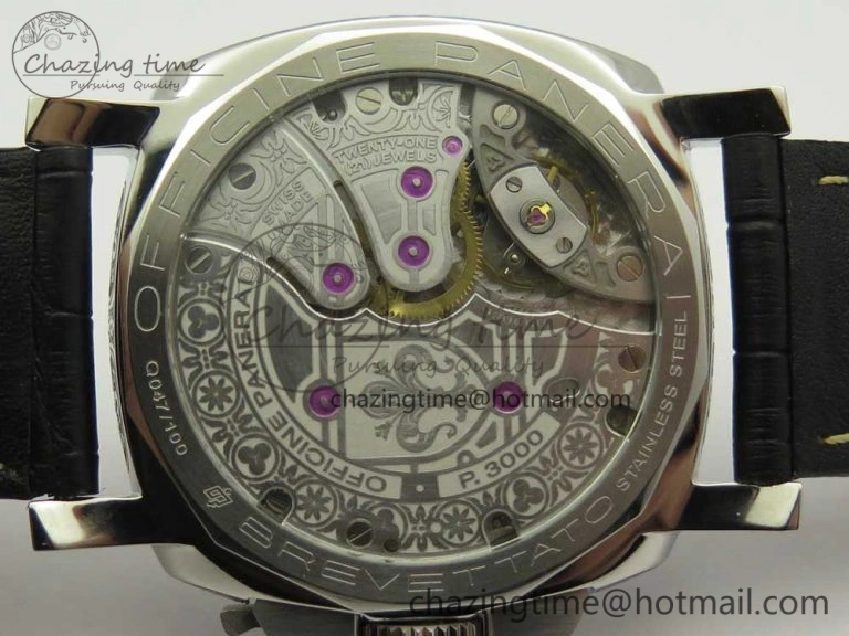 PAM972 Luminor 1950 Firenze 3 Days Engraved Case & Movement V9F Best Edition on Black Leather Strap P.3000 Super Clone
