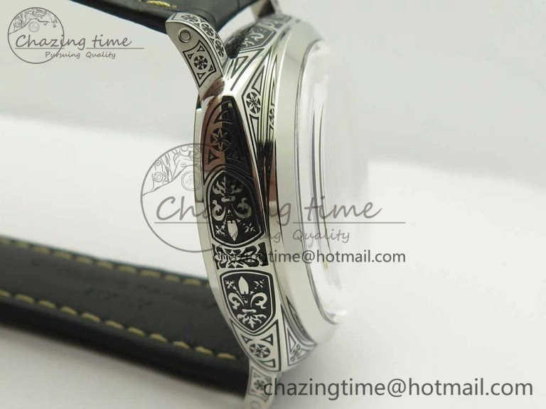 PAM972 Luminor 1950 Firenze 3 Days Engraved Case & Movement V9F Best Edition on Black Leather Strap P.3000 Super Clone