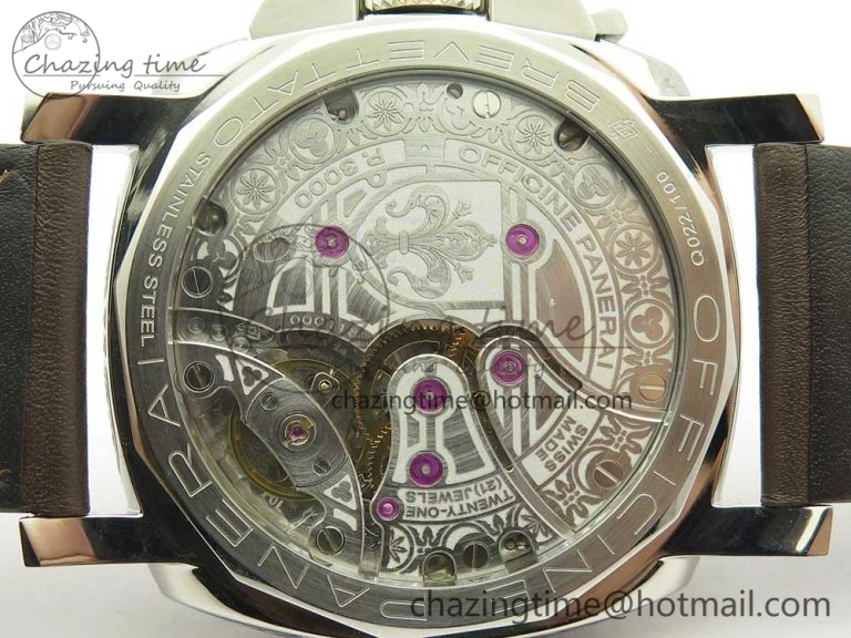 PAM972 Luminor 1950 Firenze 3 Days Engraved Case & Movement V9F Best Edition on Brown Leather Strap P.3000 Super Clone