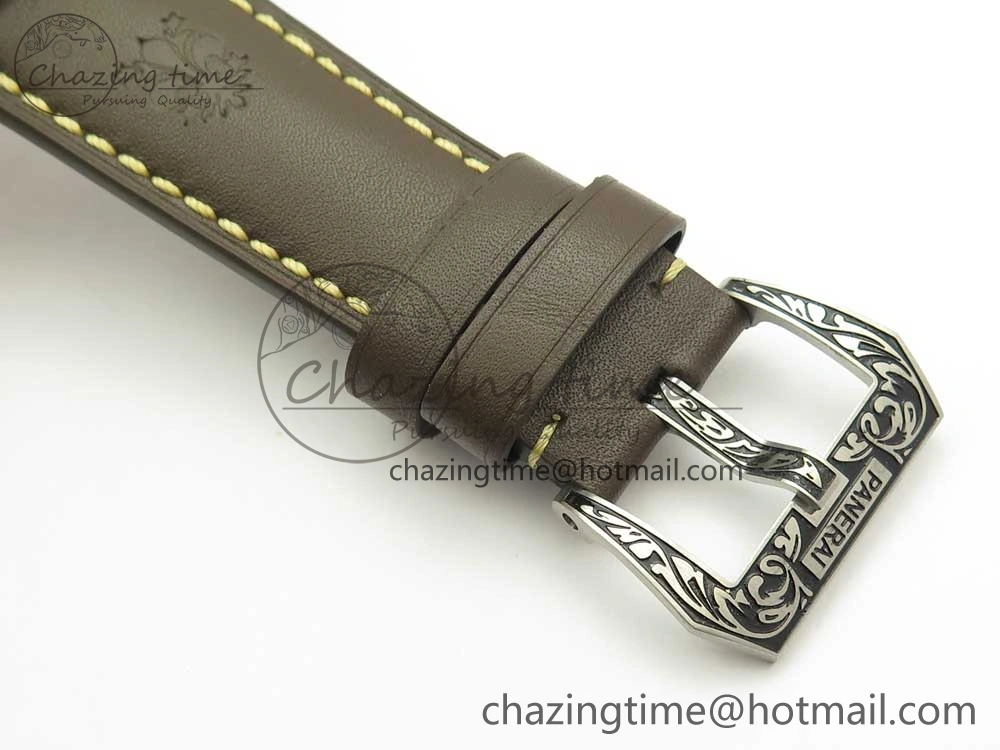 PAM972 Luminor 1950 Firenze 3 Days Engraved Case & Movement V9F Best Edition on Brown Leather Strap P.3000 Super Clone
