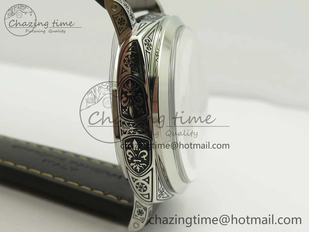 PAM972 Luminor 1950 Firenze 3 Days Engraved Case & Movement V9F Best Edition on Brown Leather Strap P.3000 Super Clone