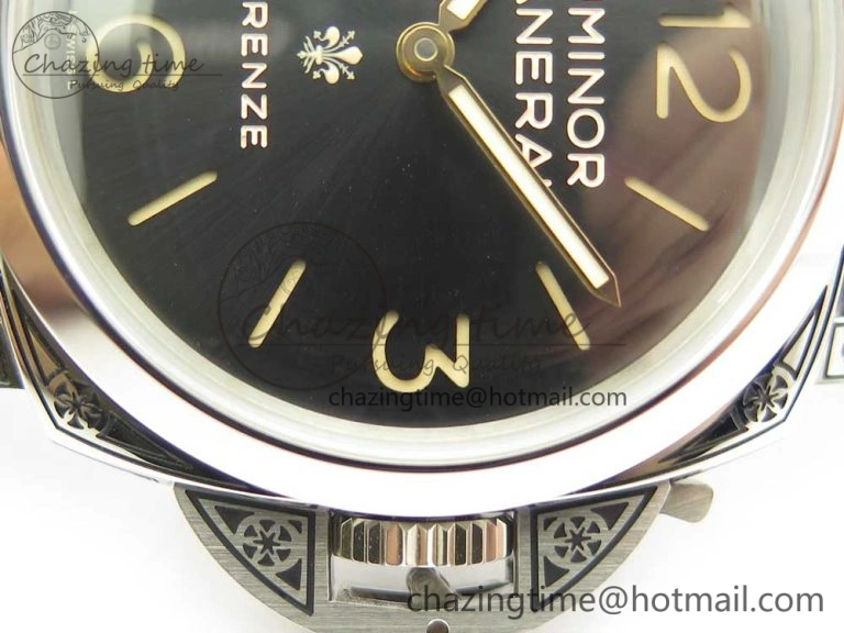 PAM972 Luminor 1950 Firenze 3 Days Engraved Case & Movement V9F Best Edition on Brown Leather Strap P.3000 Super Clone