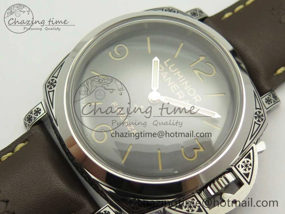 PAM972 Luminor 1950 Firenze 3 Days Engraved Case & Movement V9F Best Edition on Brown Leather Strap P.3000 Super Clone